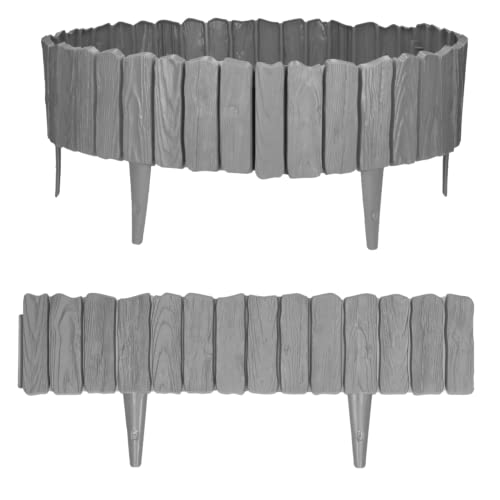 GARDENIX 2.3 m Wood Effect Flower Bed Edging Lawn Edging Garden Palisade Fence