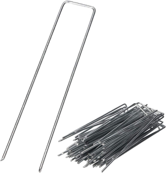 GARDENIX 50 Stück IronPEG Verzinkt Anti-Rost Erdanker aus Stahldraht 150 x 30mm - Ø 3mm zur Sicherung von Unkrautvlies, Netzen, Bodenplanen, Maschendraht