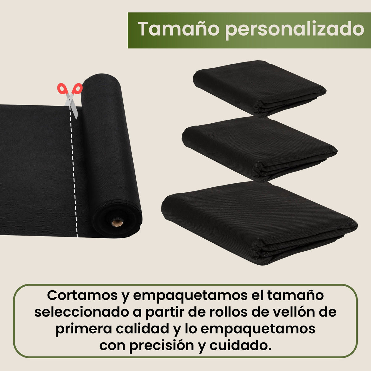 Tela para control de malezas - Vellón negro, permeable al agua, resistente a los rayos UV - Vendido por metro