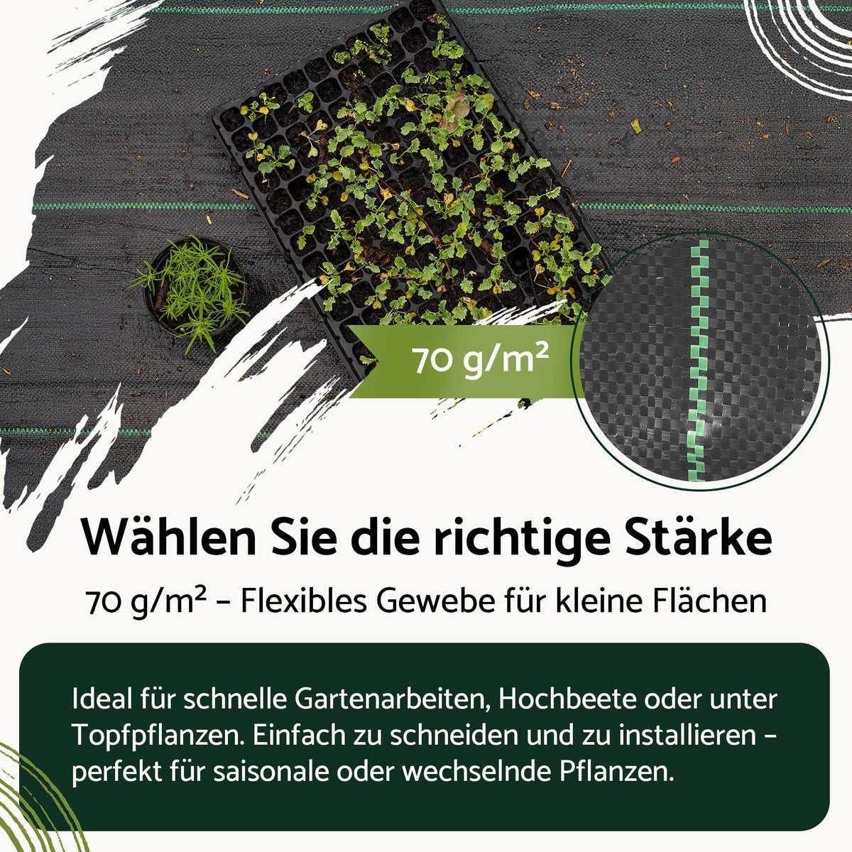 Unkrautvlies mit 50 Stahlankern