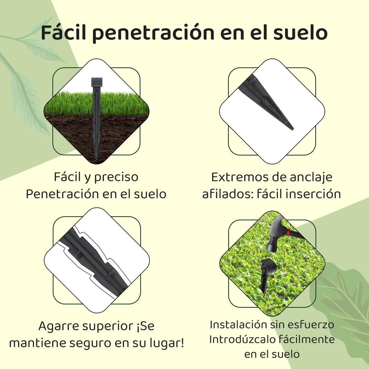 Punta de anclaje para manguera de jardín - Riego con punta de tierra para manguera de goteo