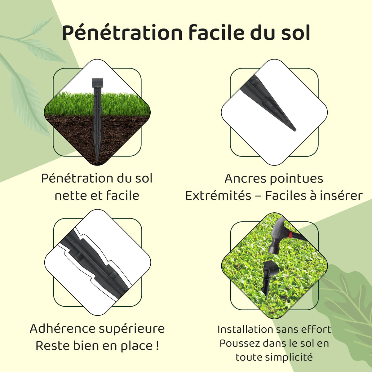 Pointe d'ancrage pour tuyau d'arrosage - Irrigation avec pointe de terre pour tuyau d'égouttement