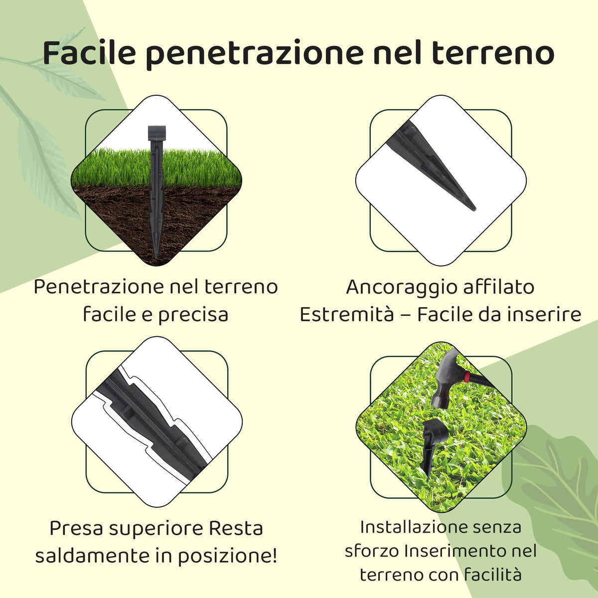 Picchetto di ancoraggio per tubo da giardino - Irrigazione con picchetto a terra per tubo gocciolante