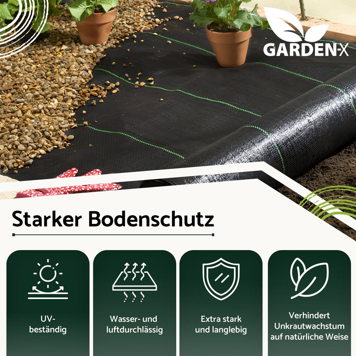 Unkrautvlies mit 50 Stahlankern