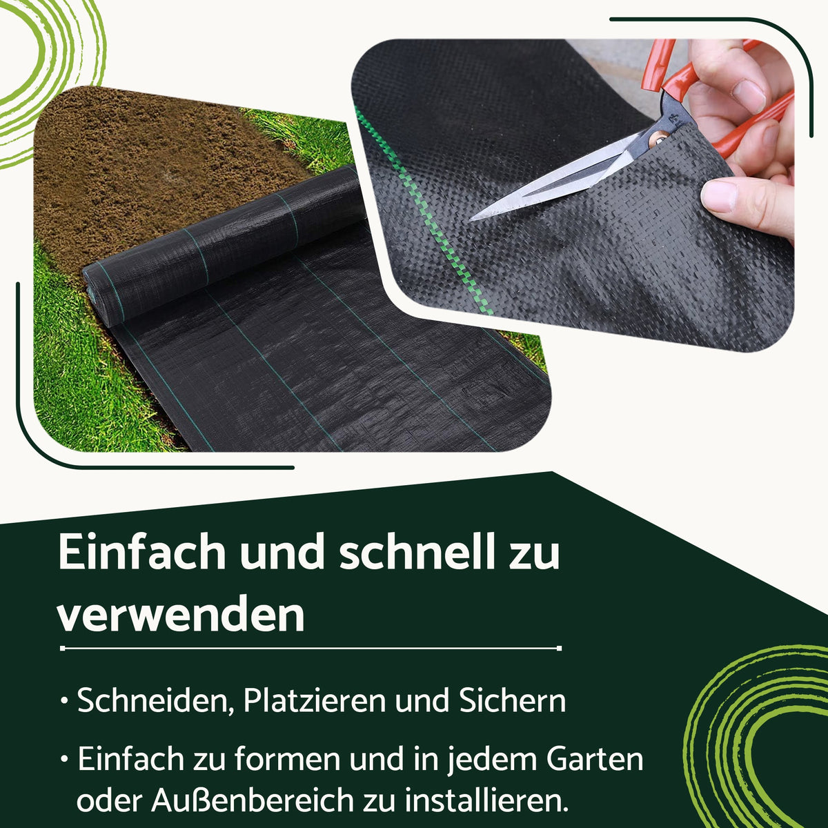 Unkrautvlies mit 50 Stahlankern
