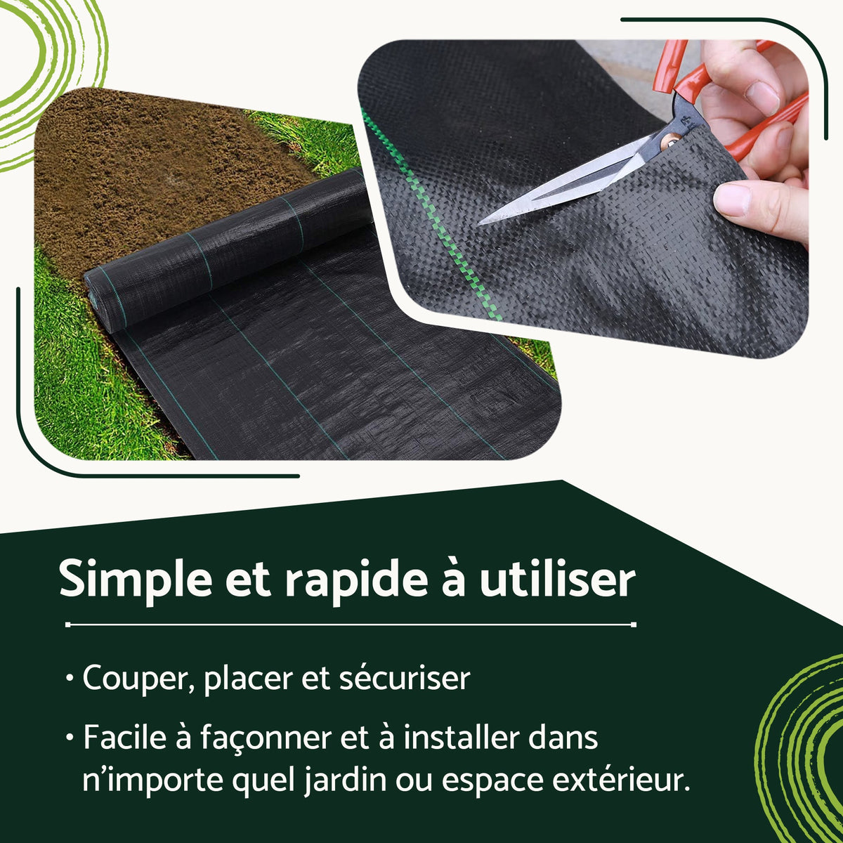 Tissu anti-mauvaises herbes avec 50 ancrages en acier