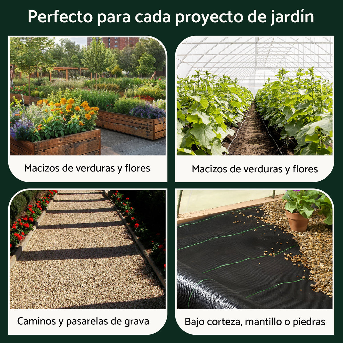 Tela para control de malezas con 50 anclajes de acero