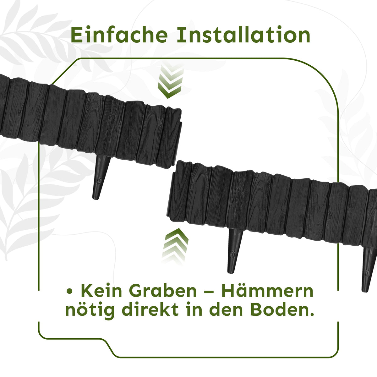Anthrazitfarbene Rasenkante in Holzoptik – 2,3 m flexibler Rand
