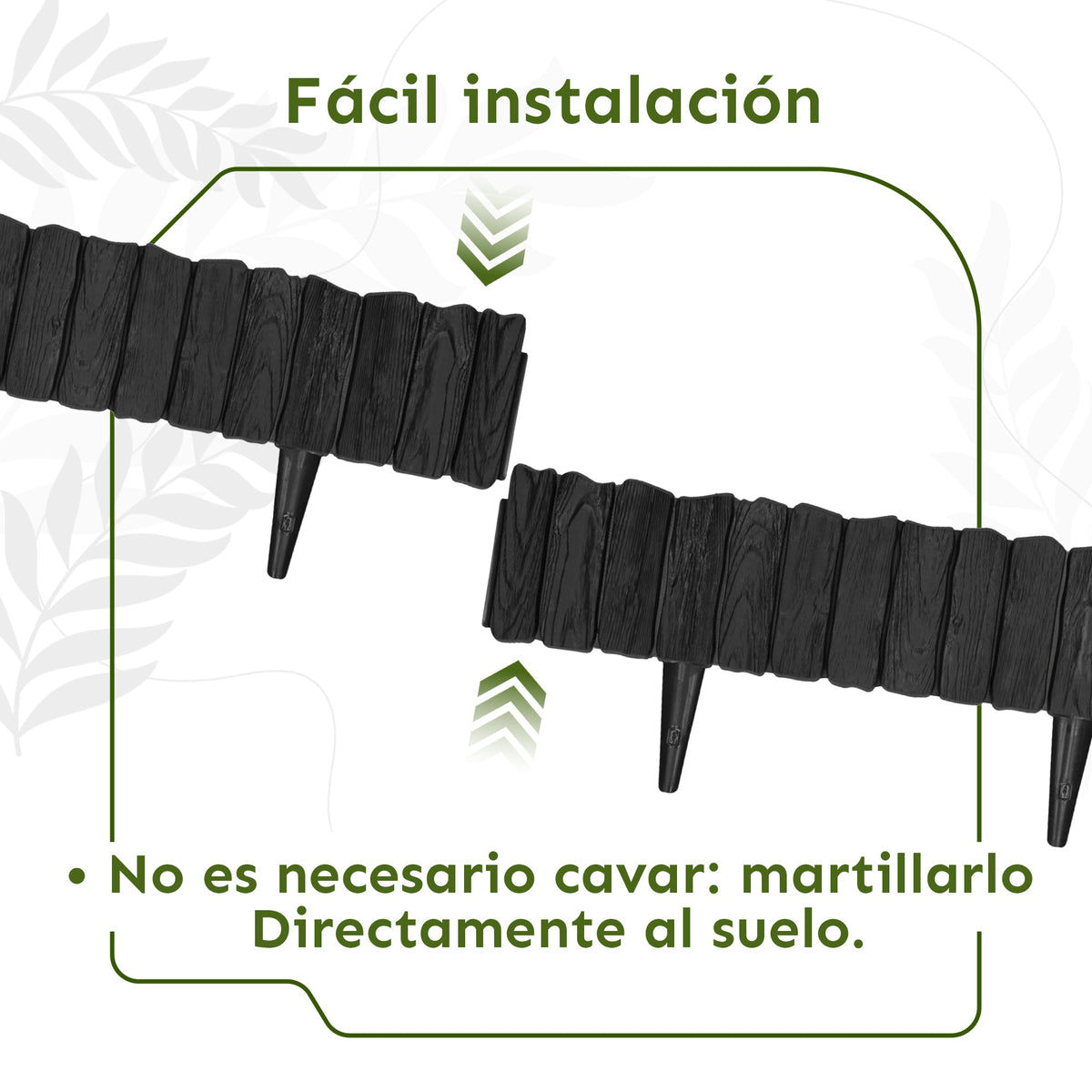 Borde para césped con efecto madera antracita - Borde flexible de 2,3 m
