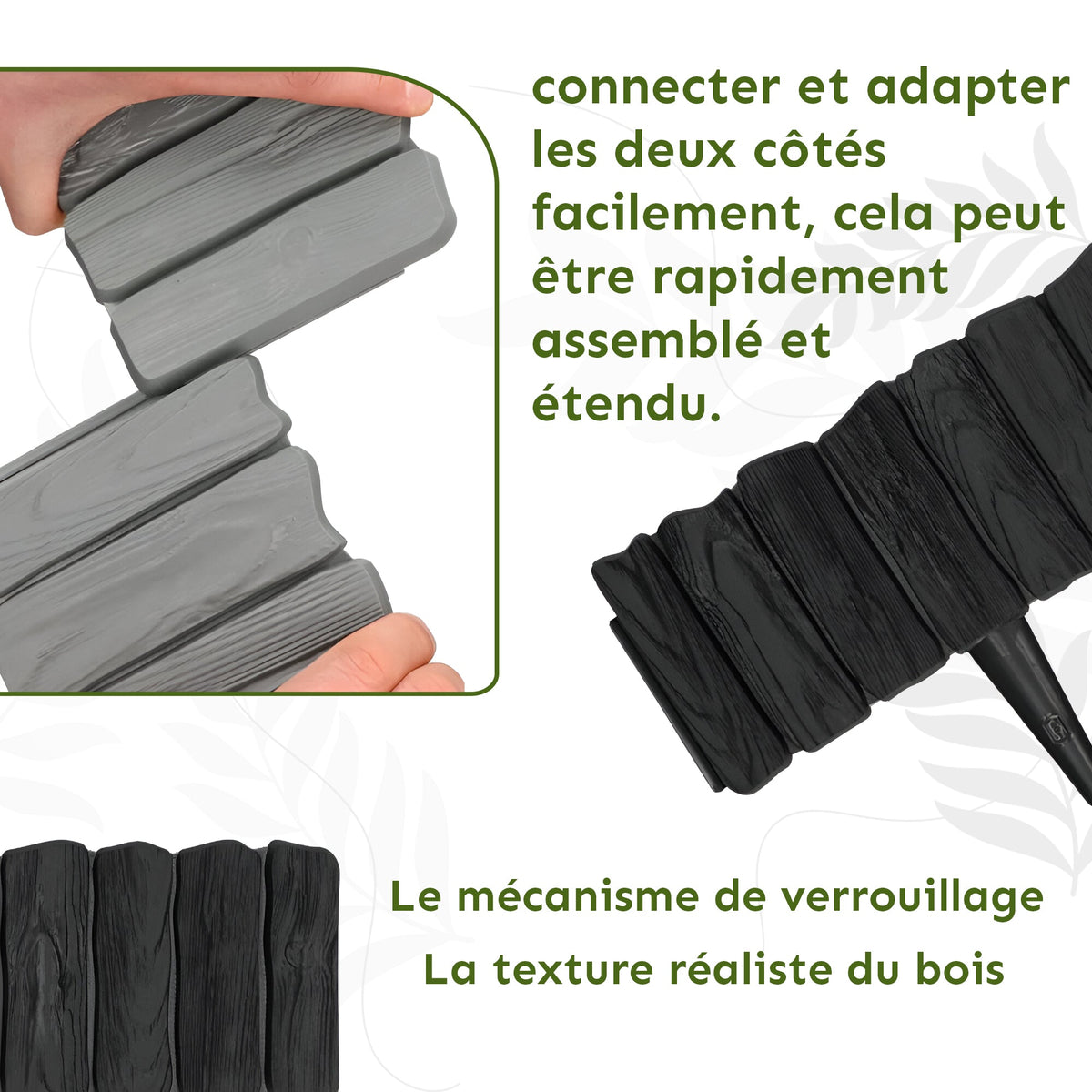 Bordure de Pelouse Effet Bois Anthracite - Bordure Flexible 2,3 m