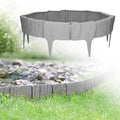 GARDENIX Stone Effect Lawn Edging - 3.9m Grey Plastic Border (5 Modules)