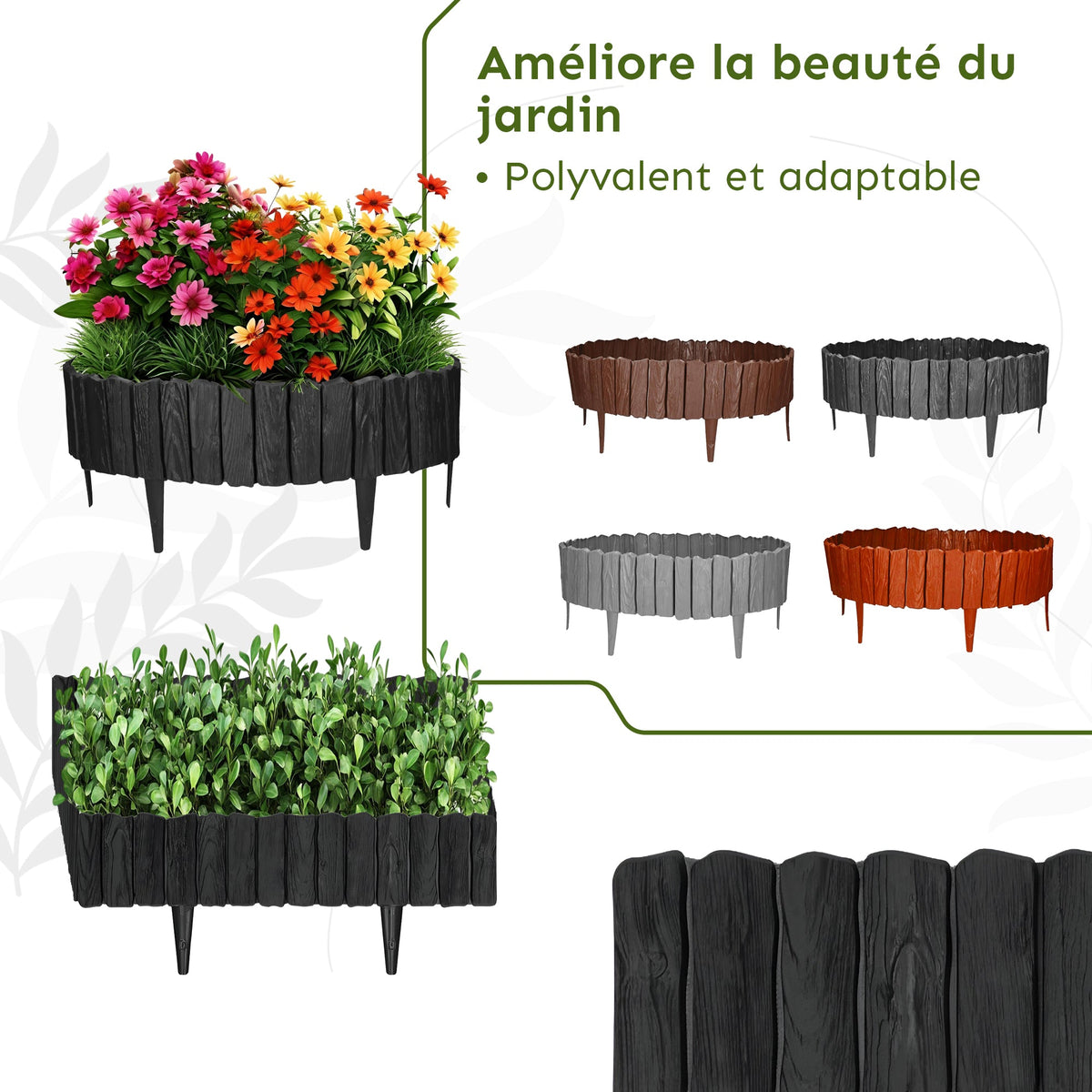 Bordure de Pelouse Effet Bois Anthracite - Bordure Flexible 2,3 m