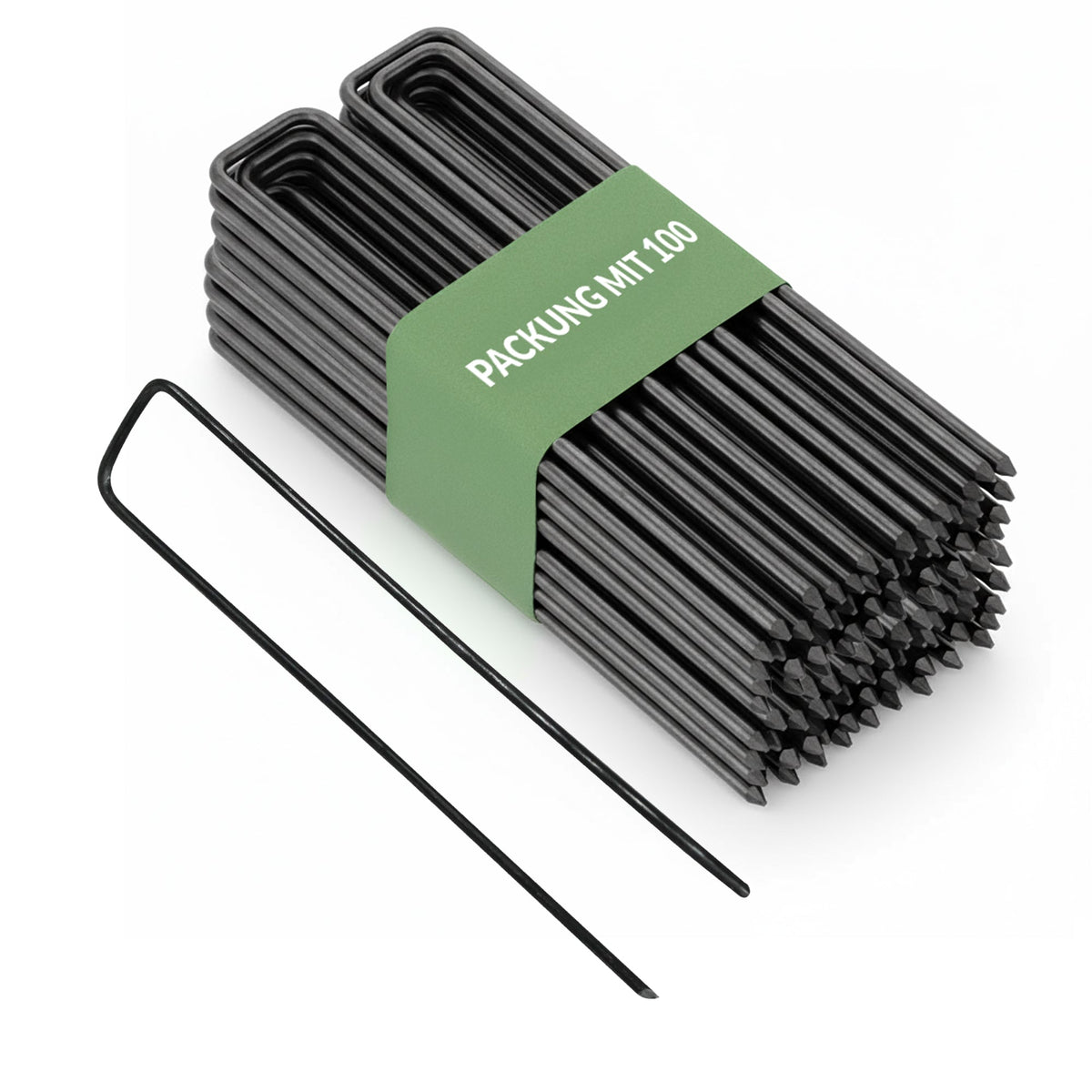 100x Erdspieße – 200 mm verzinkte Stahlheringe für Gartenvliesnetze