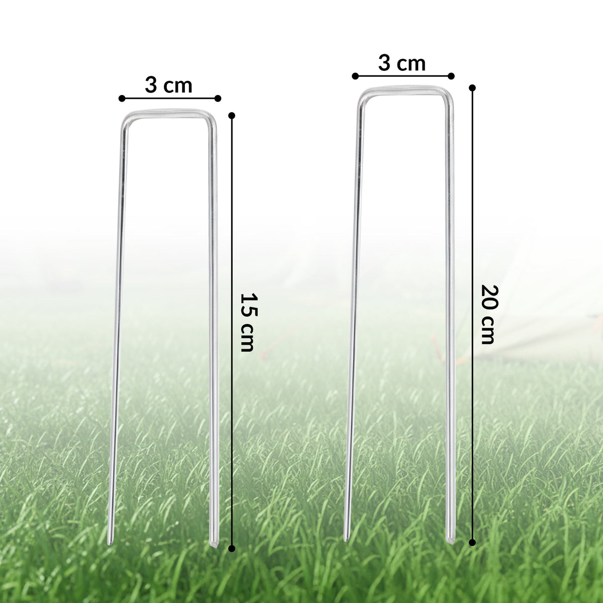100x Erdspieße – 200 mm verzinkte Stahlheringe für Gartenvliesnetze