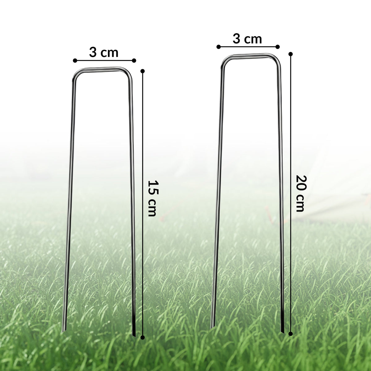 100x estacas de tierra - clavijas de acero galvanizado de 200 mm para redes de vellón de jardín