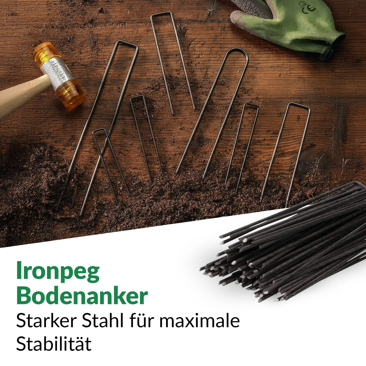 100x Erdspieße – 200 mm verzinkte Stahlheringe für Gartenvliesnetze