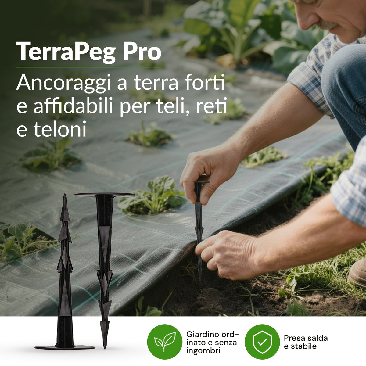 <tc>GARDENIX</tc> Picchetti di ancoraggio per giardino - Tessuto per il controllo delle erbacce TerraPEG Pro, tessuto per paesaggistica e coperture per sabbiere
