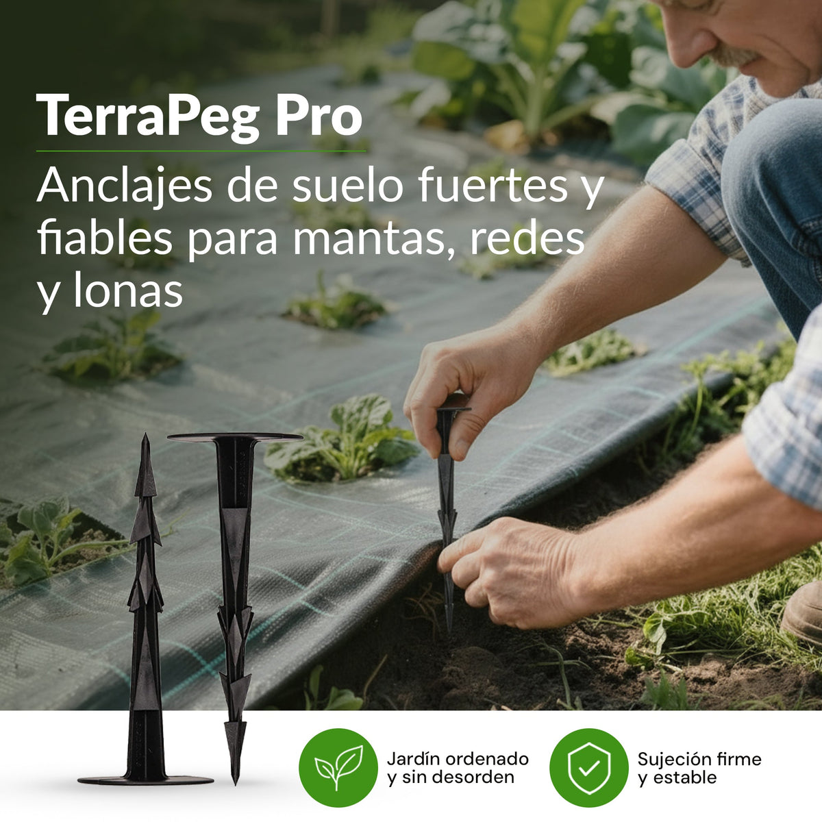 <tc>GARDENIX</tc> Estacas de anclaje para jardín - TerraPEG Pro: tela antihierbas, tela para paisajismo y cubiertas para areneros.