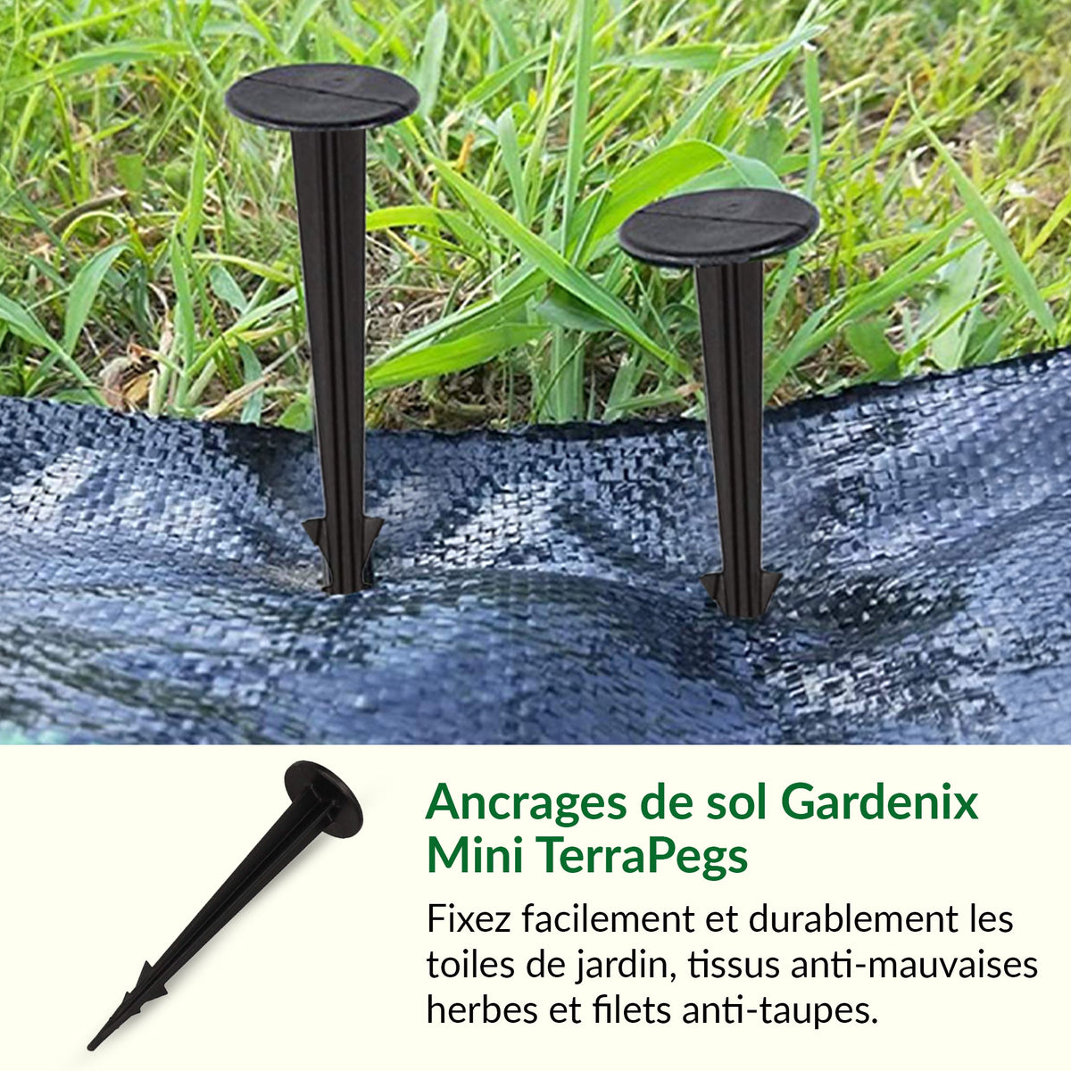 Mini piquets de fixation pour tissu paysager