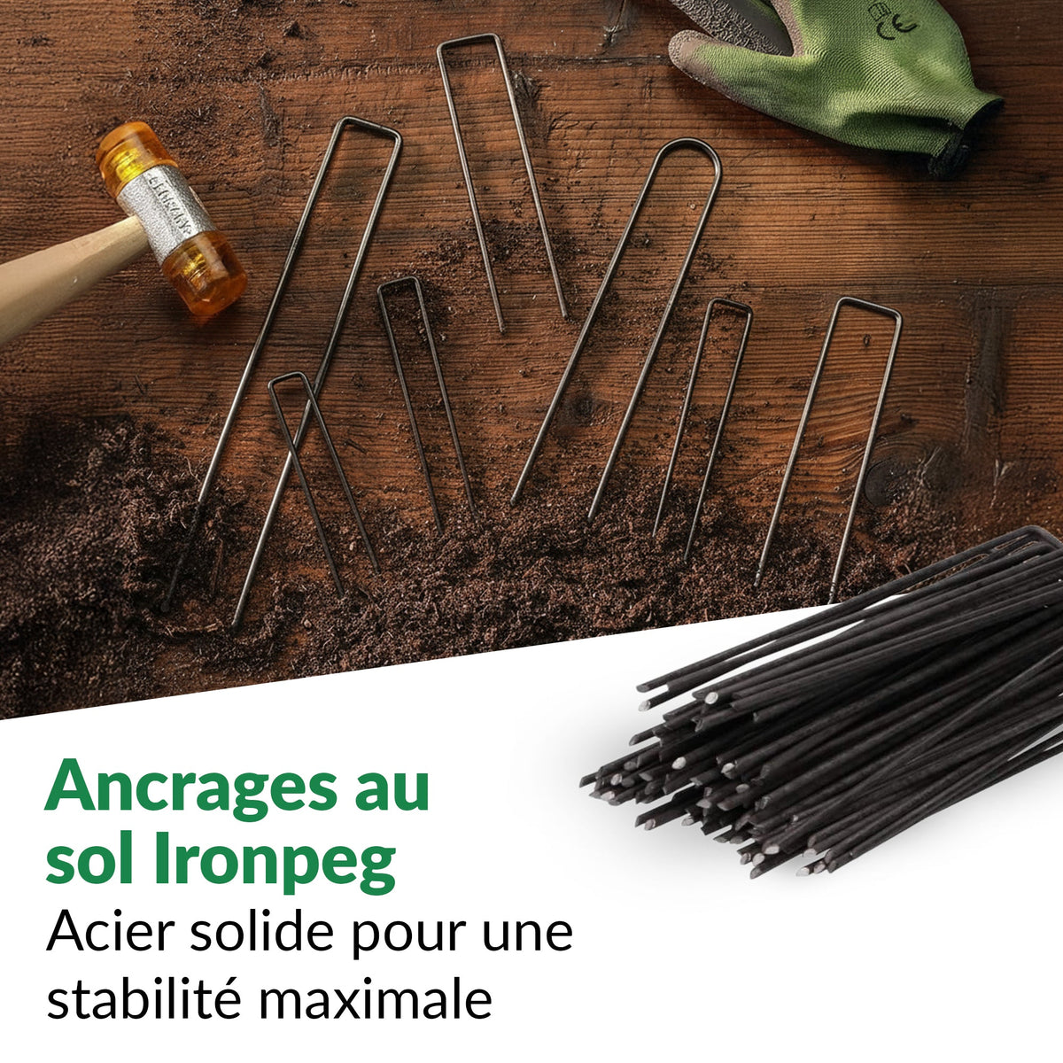 100x piquets de sol - piquets en acier galvanisé de 200 mm pour polaire de jardin & filets