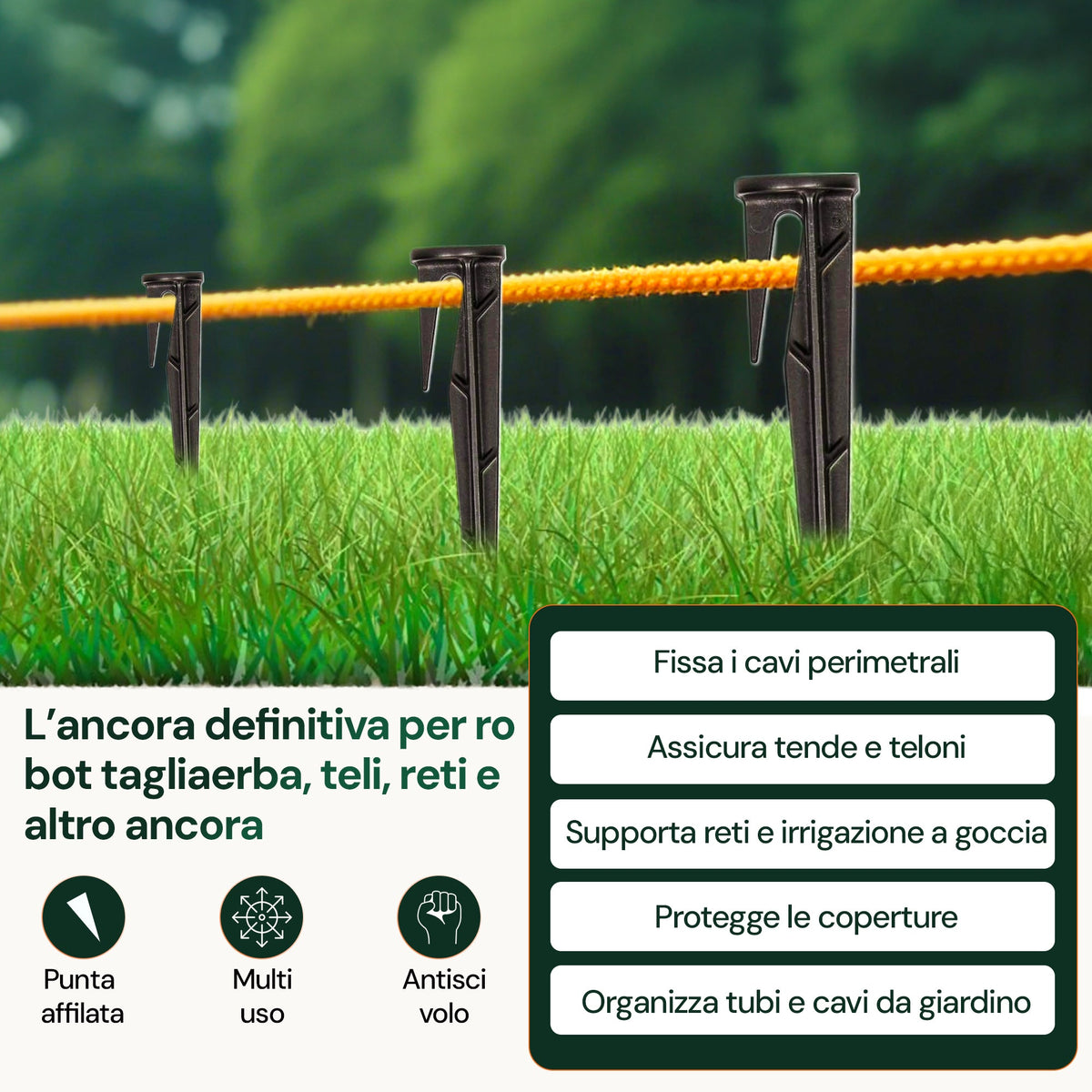 Picchetti di fissaggio WirePEG per cavo perimetrale del rasaerba robotizzato
