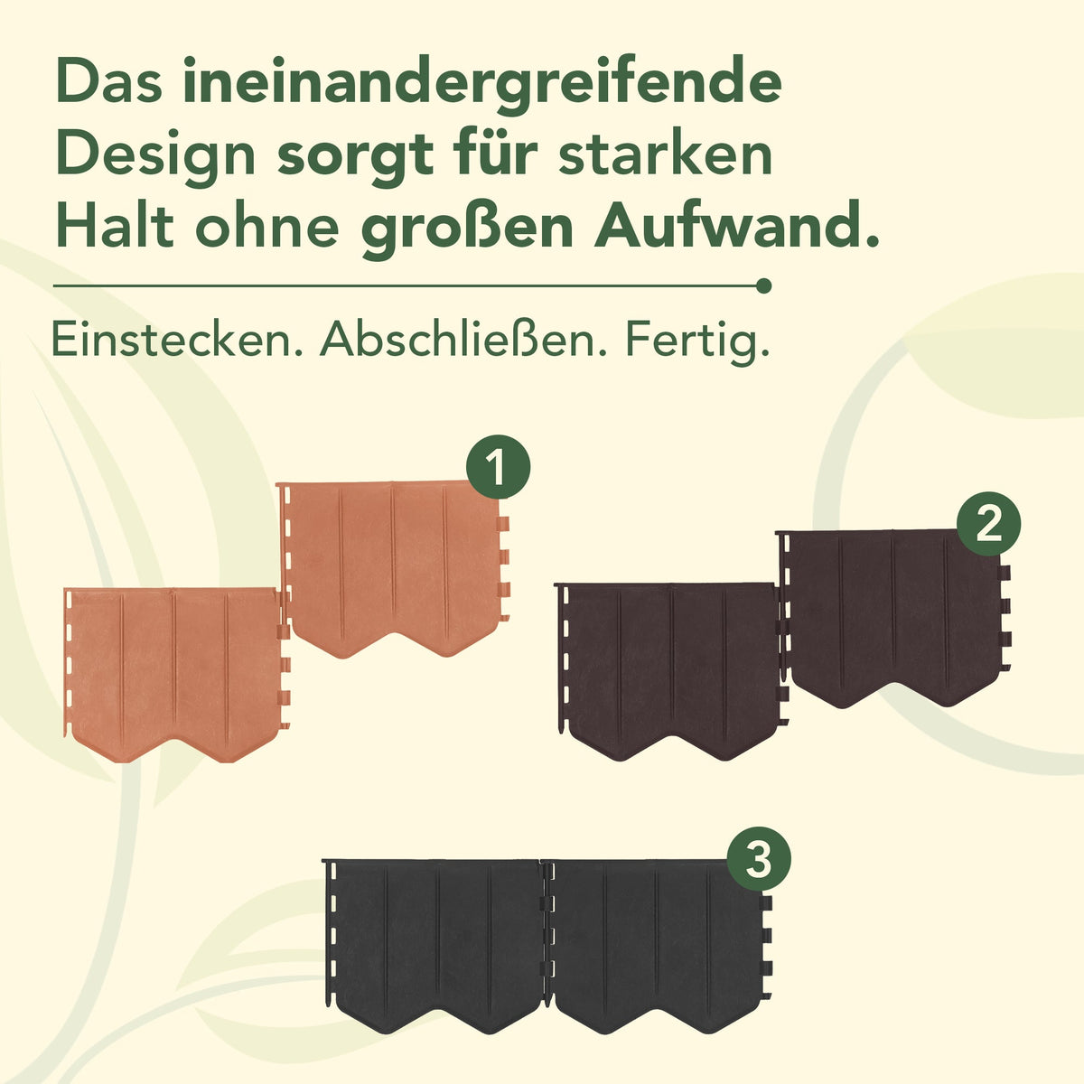 Rasenkante aus braunem Kunststoff – 5,15 m, recycelte, flexible Grenze