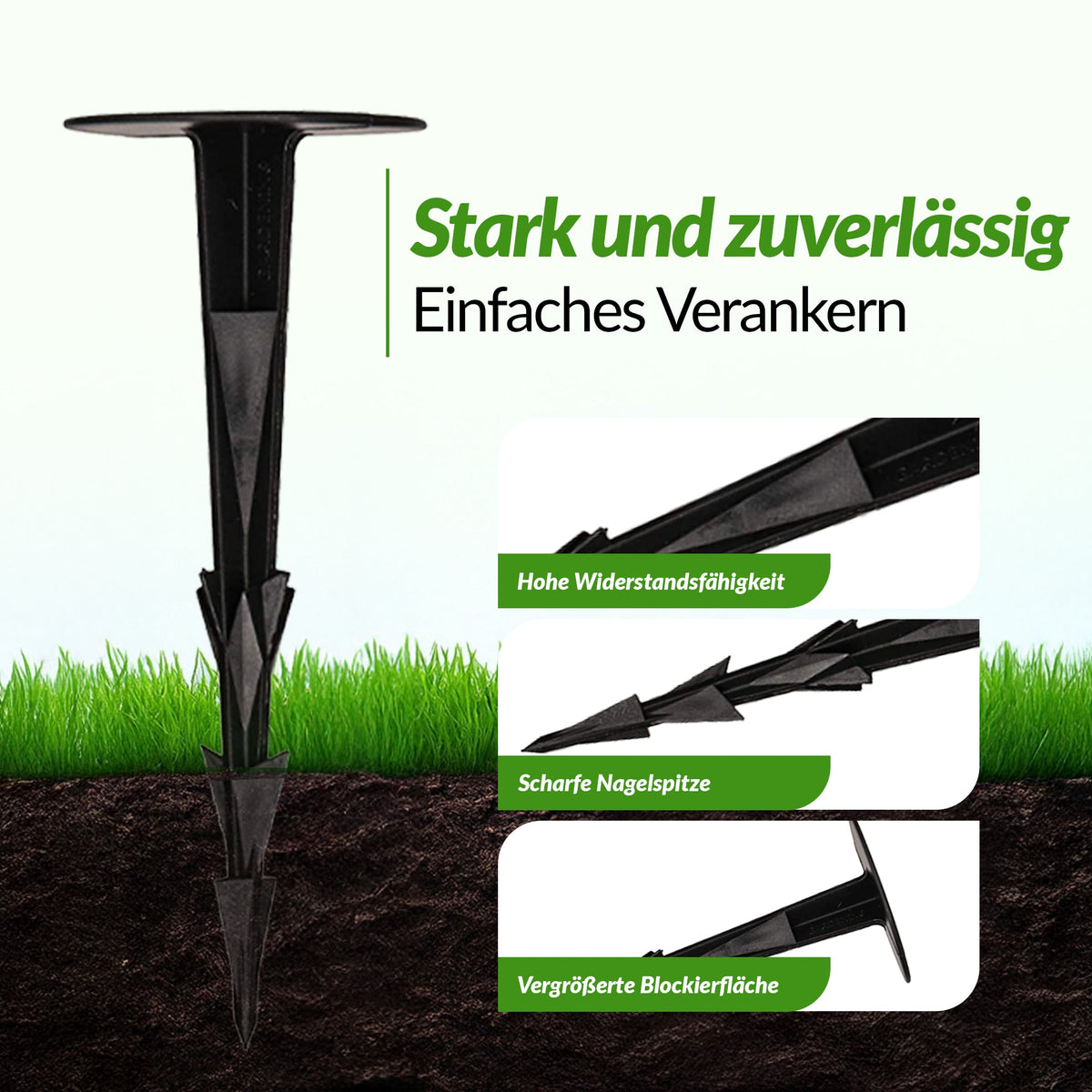 <tc>GARDENIX</tc> Gartenerdanker – TerraPEG Pro Unkrautvlies, Landschaftsvlies und Sandkastenabdeckungen