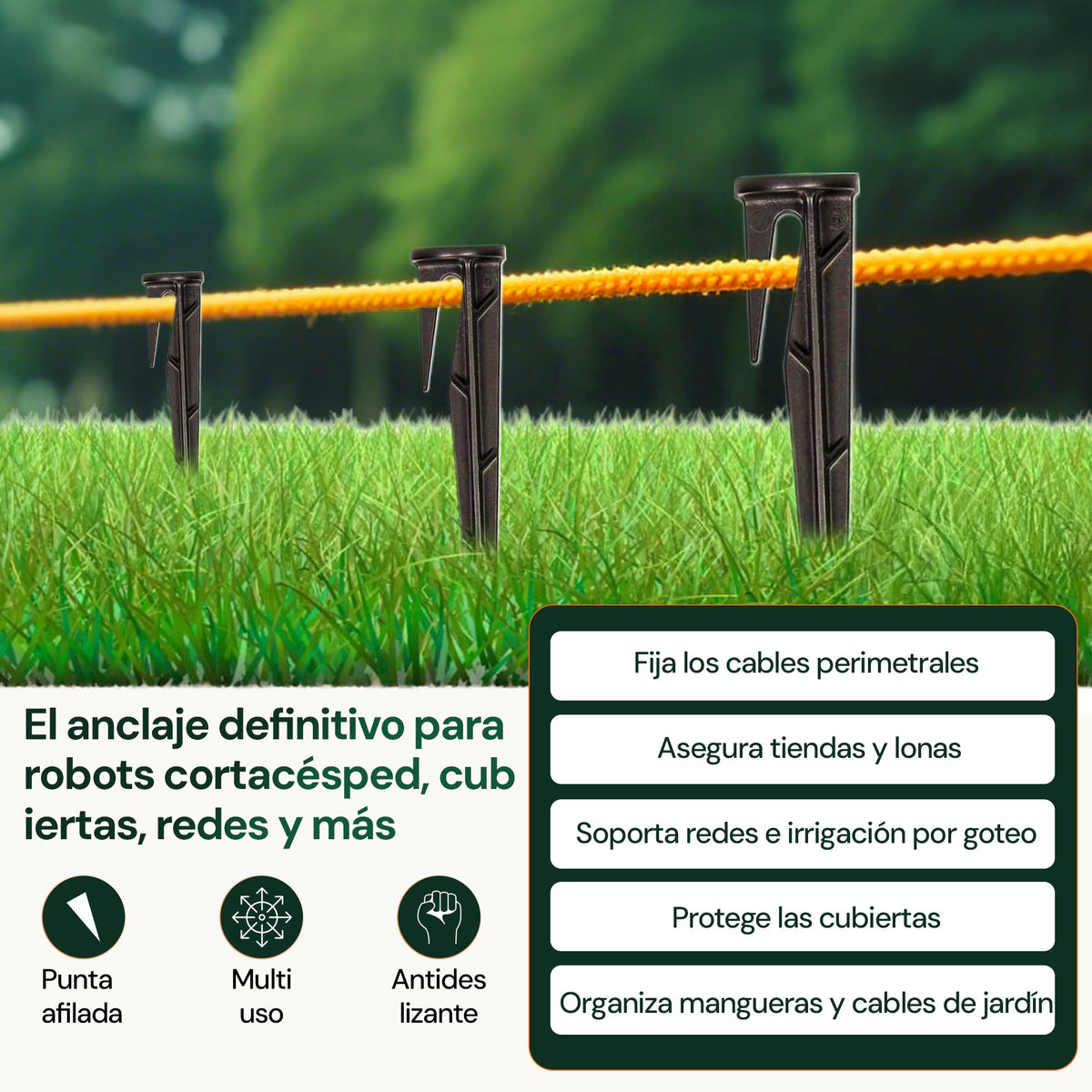 Clavijas de seguridad WirePEG para cable delimitador de cortacésped robótico