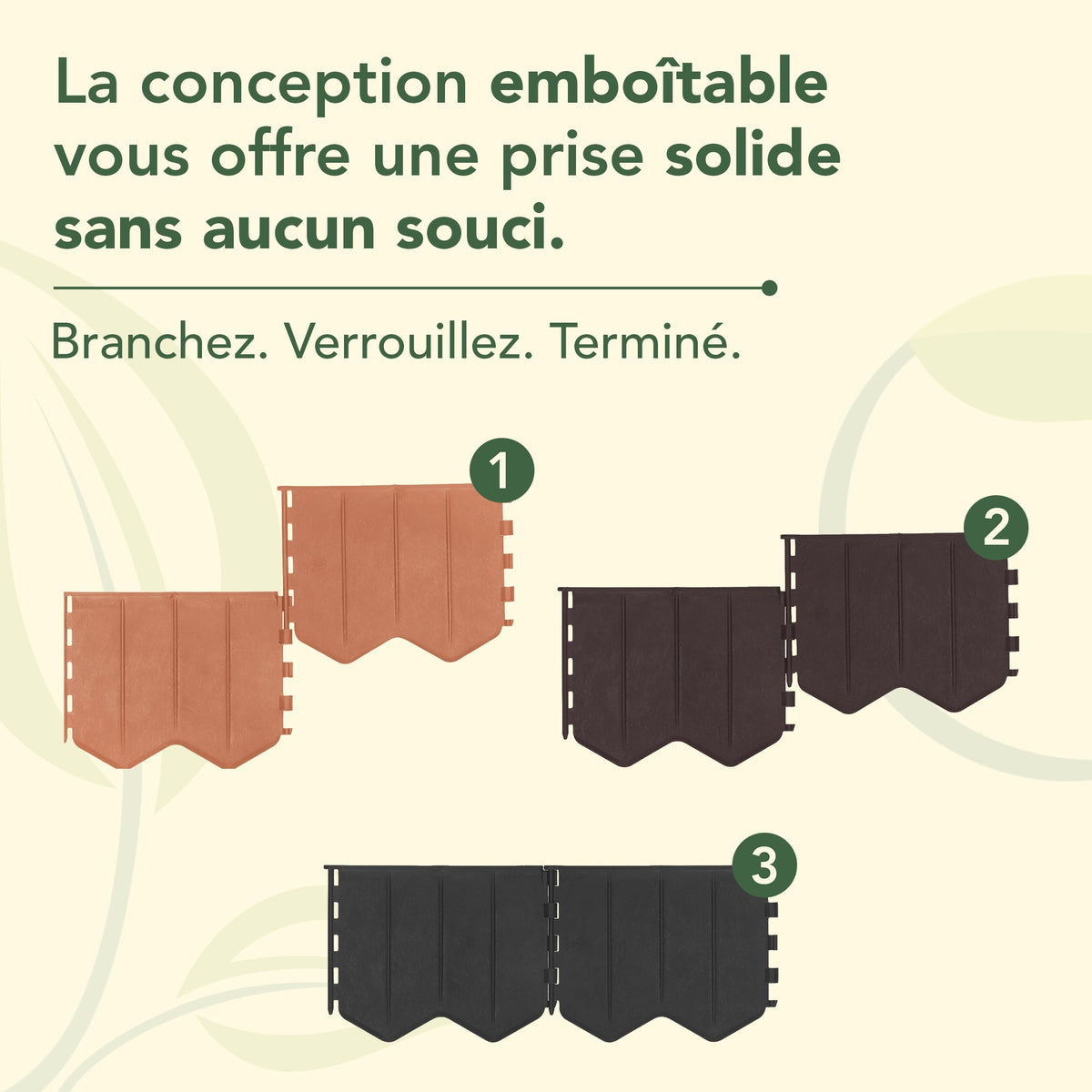 Bordure de pelouse en plastique marron - Bordure flexible et recyclée de 5,15 m