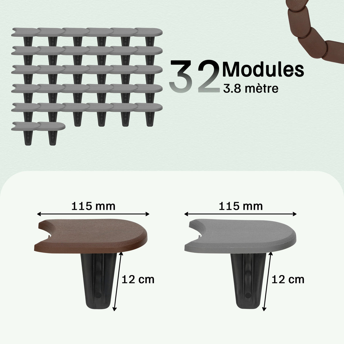 Bordures de pelouse en plastique Ipak Prospore (24 modules)