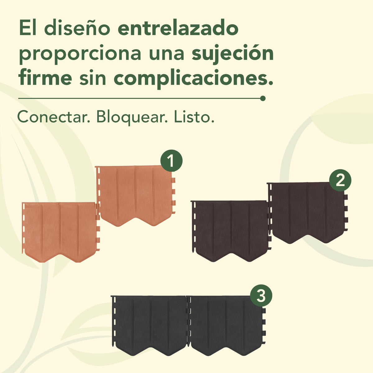 Borde de césped de plástico marrón - Borde flexible reciclado de 5,15 m