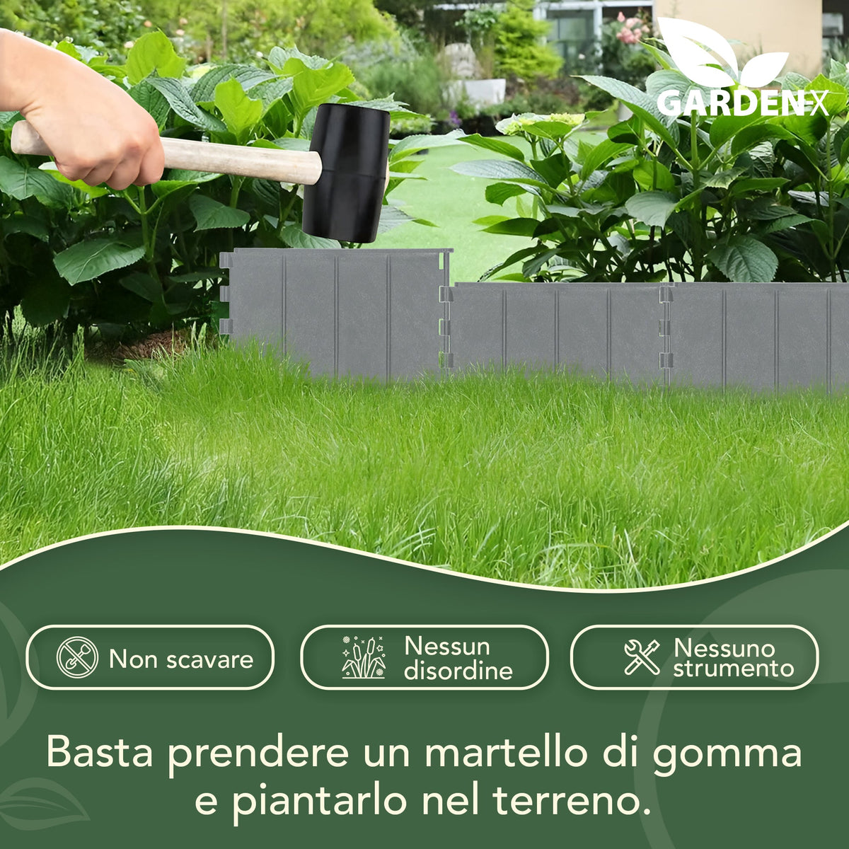 Bordo per prato in plastica marrone – Bordo flessibile e riciclato da 5,15 m