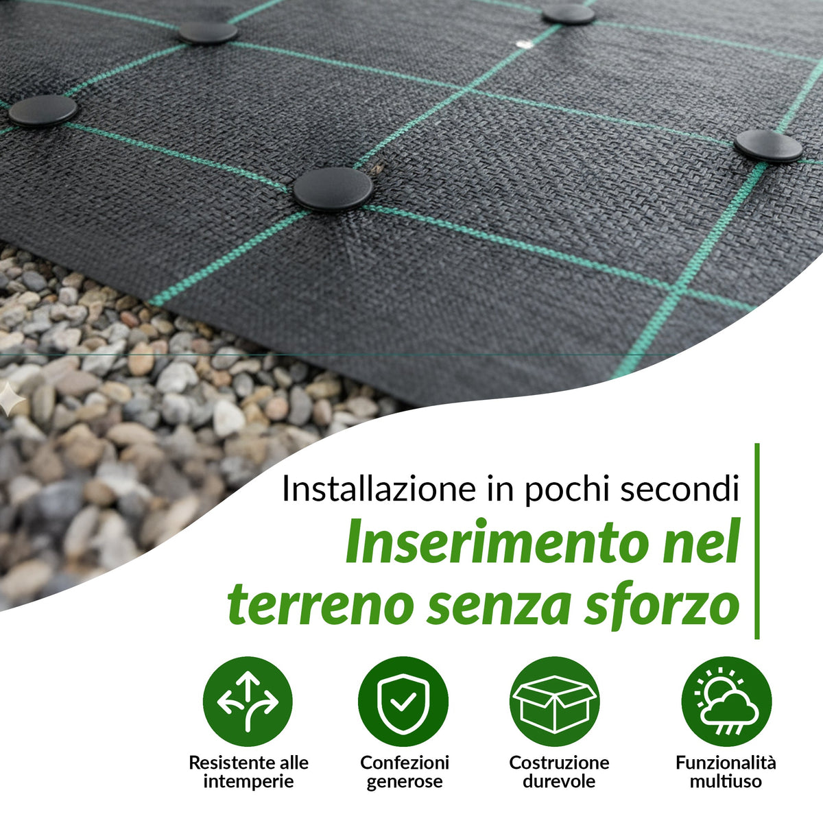 <tc>GARDENIX</tc> Picchetti di ancoraggio per giardino - Tessuto per il controllo delle erbacce TerraPEG Pro, tessuto per paesaggistica e coperture per sabbiere