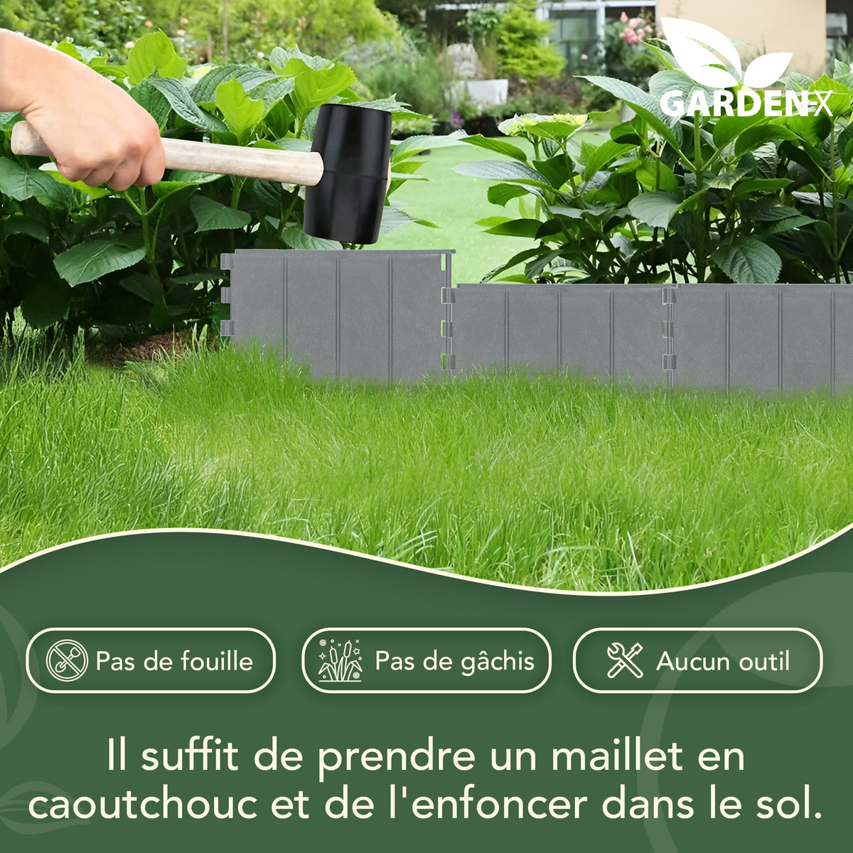 Bordure de pelouse en plastique marron - Bordure flexible et recyclée de 5,15 m