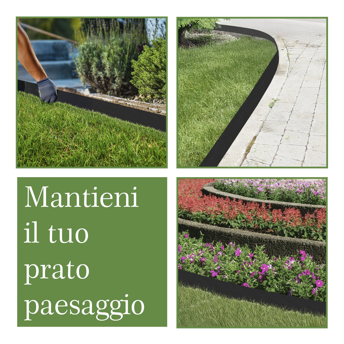 Bordo per prato nero flessibile da 10 m