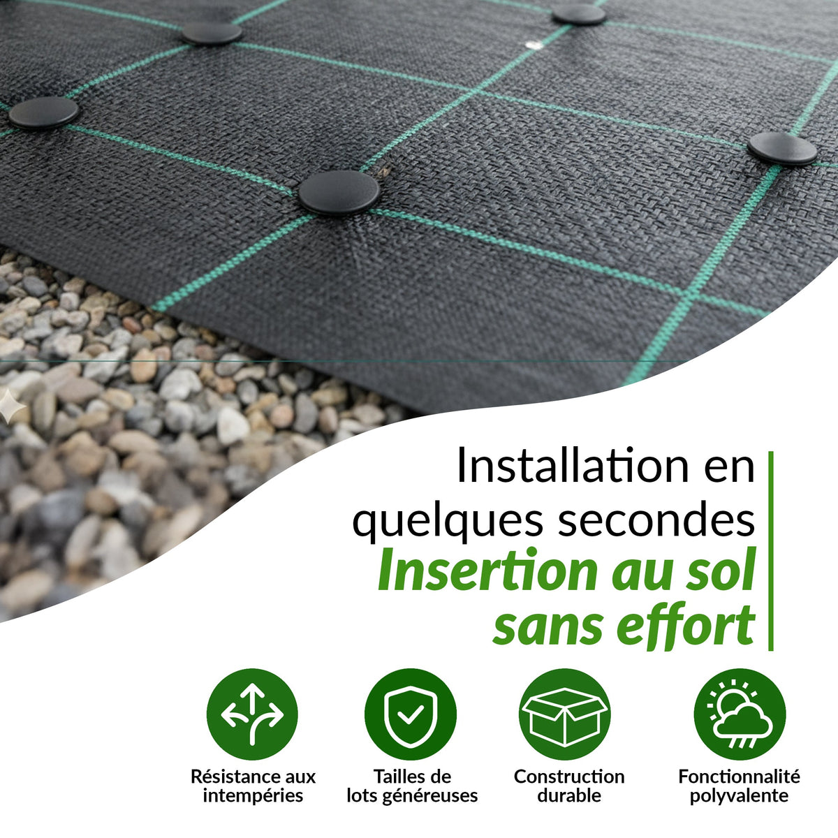 <tc>GARDENIX</tc> Piquets d'ancrage pour jardin - Toile de paillage TerraPEG Pro, toile de paillage et bâches pour bacs à sable