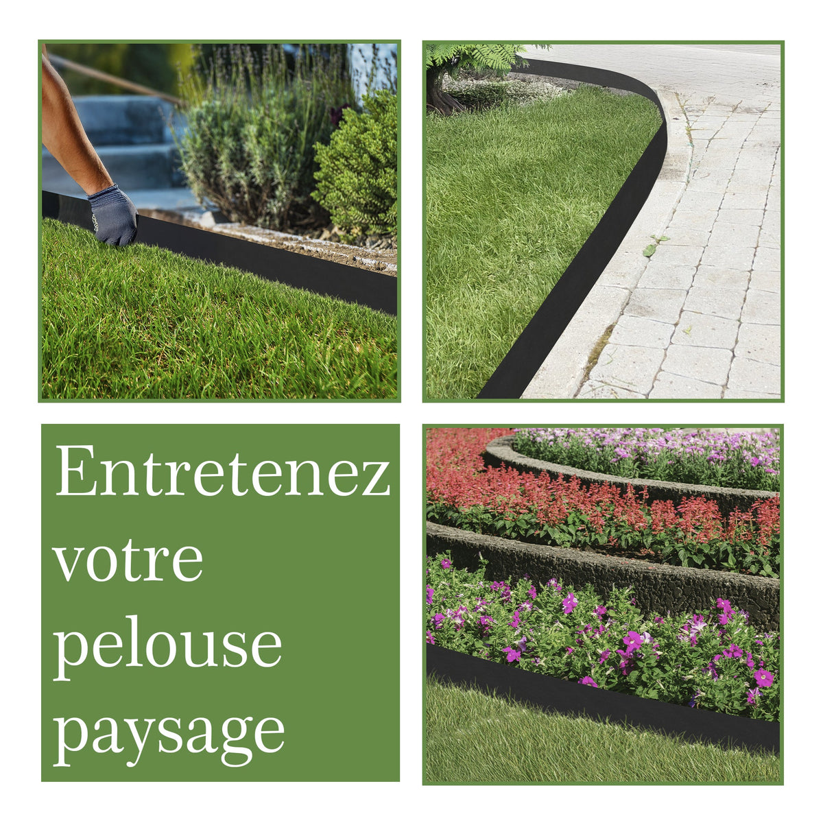 Bordure de pelouse flexible noire de 10 m