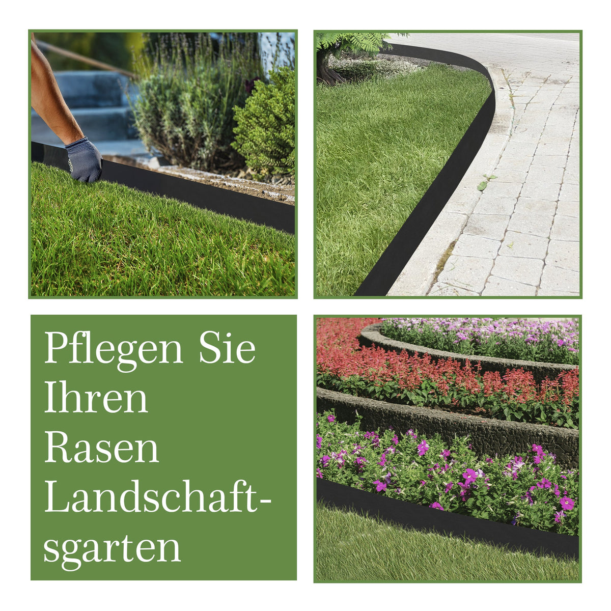 10 m schwarze flexible Rasenkantenbegrenzung