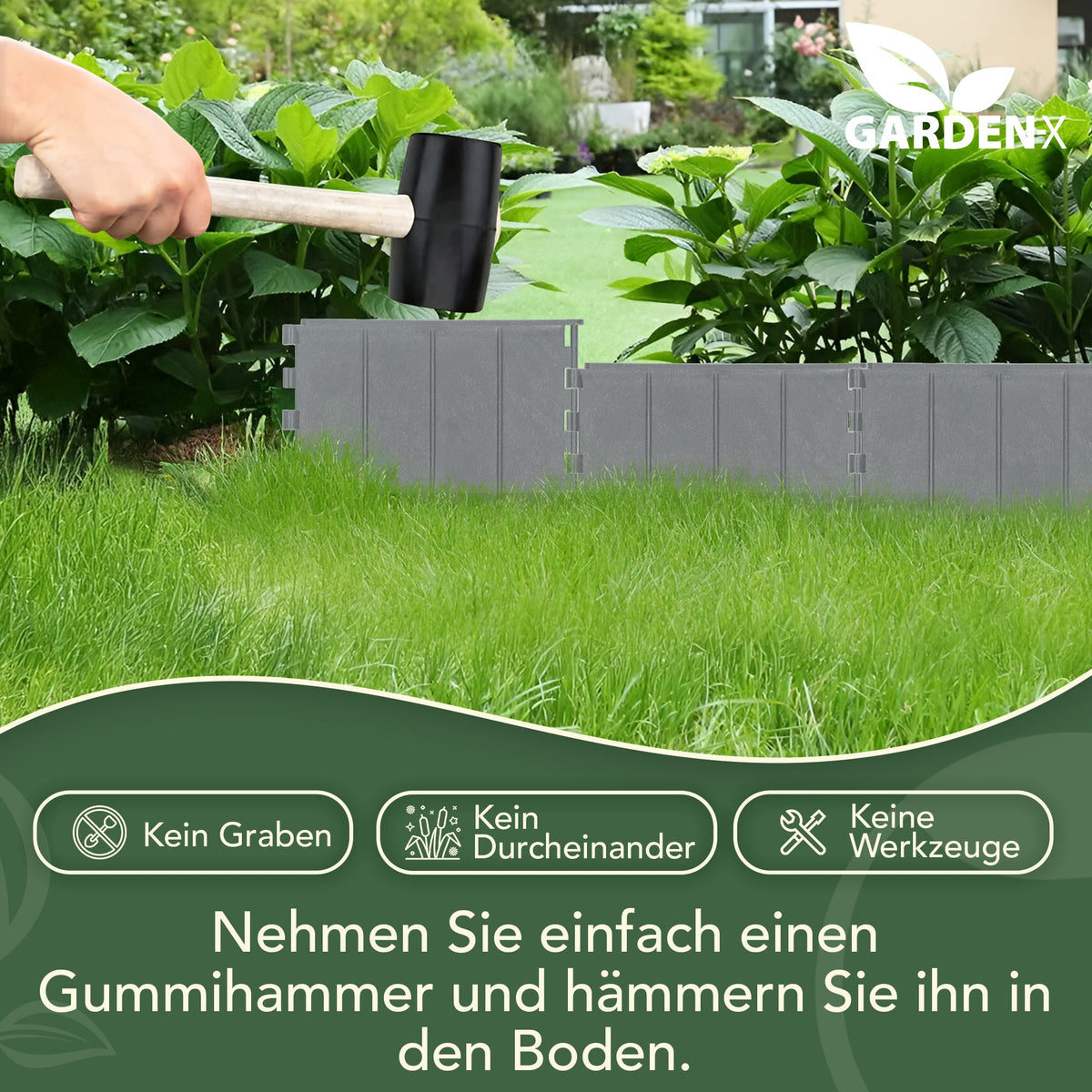 Rasenkante aus braunem Kunststoff – 5,15 m, recycelte, flexible Grenze