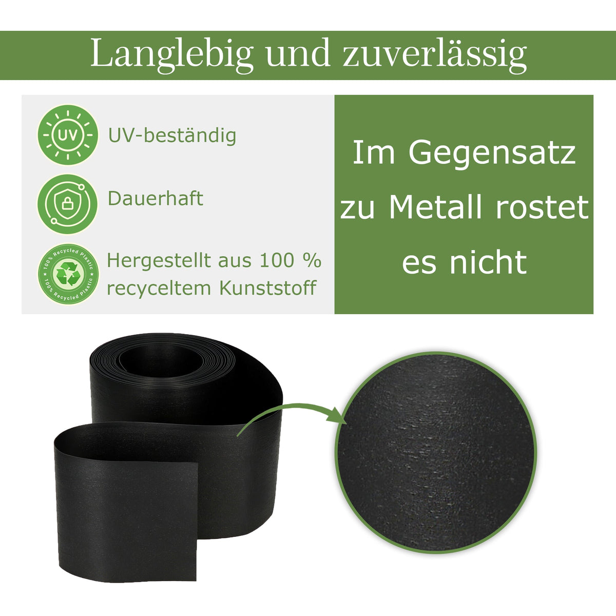 10 m schwarze flexible Rasenkantenbegrenzung