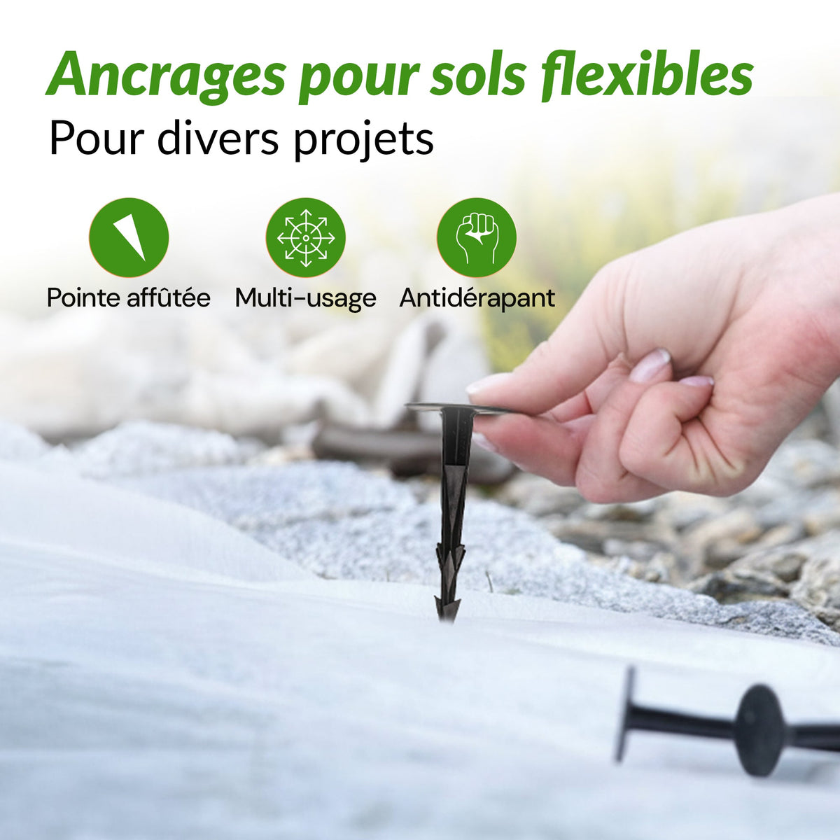 <tc>GARDENIX</tc> Piquets d'ancrage pour jardin - Toile de paillage TerraPEG Pro, toile de paillage et bâches pour bacs à sable