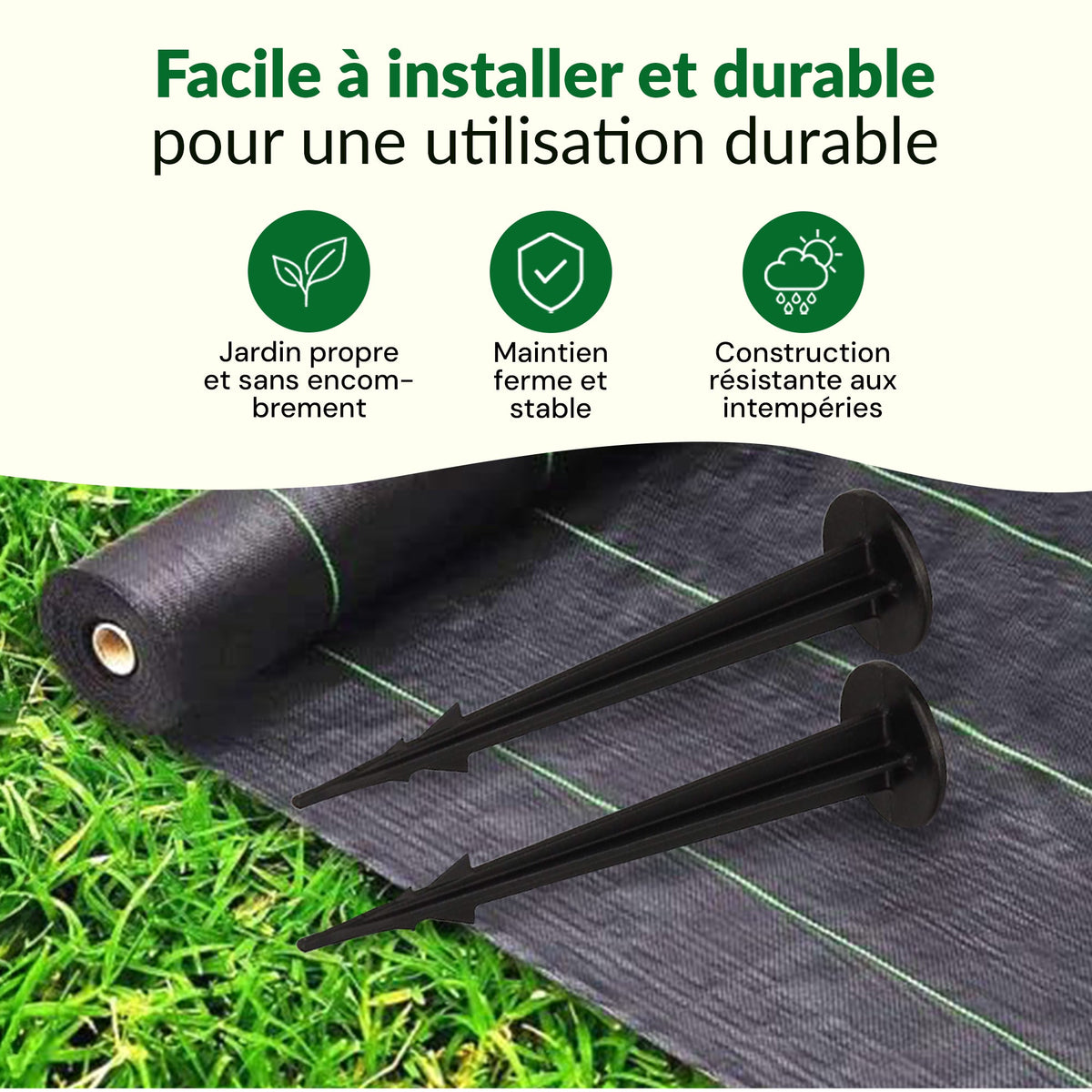 Mini piquets de fixation pour tissu paysager