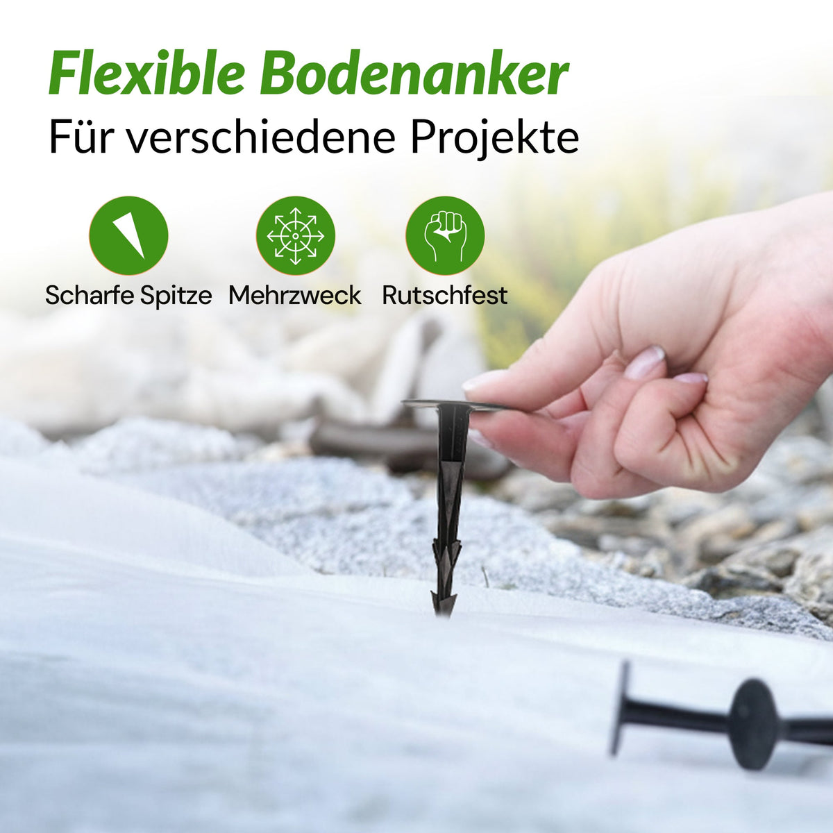 <tc>GARDENIX</tc> Gartenerdanker – TerraPEG Pro Unkrautvlies, Landschaftsvlies und Sandkastenabdeckungen