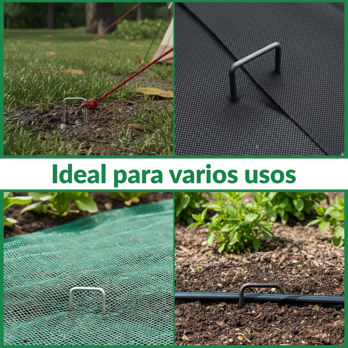 100x estacas de tierra - clavijas de acero galvanizado de 200 mm para redes de vellón de jardín