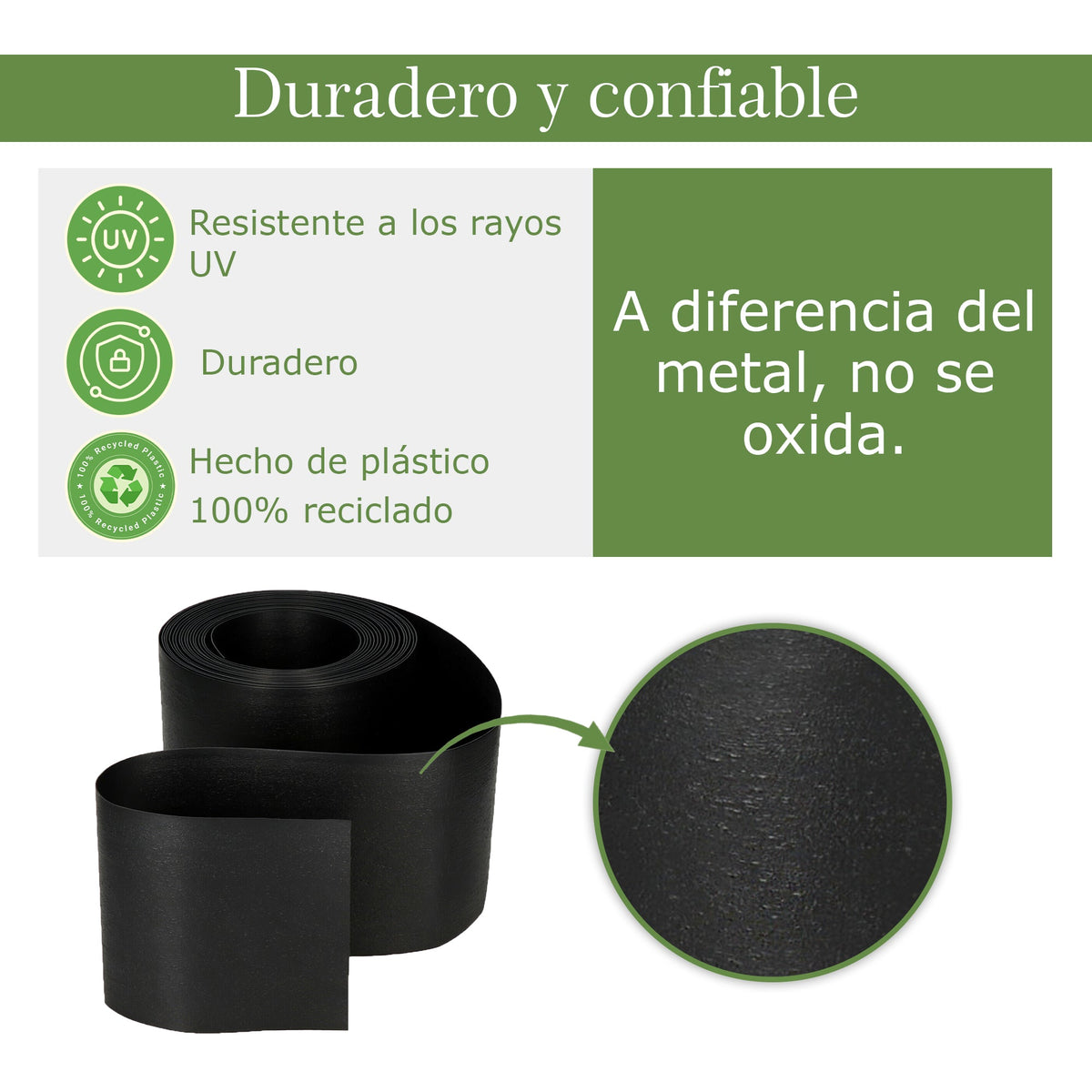 Borde de césped flexible negro de 10 m
