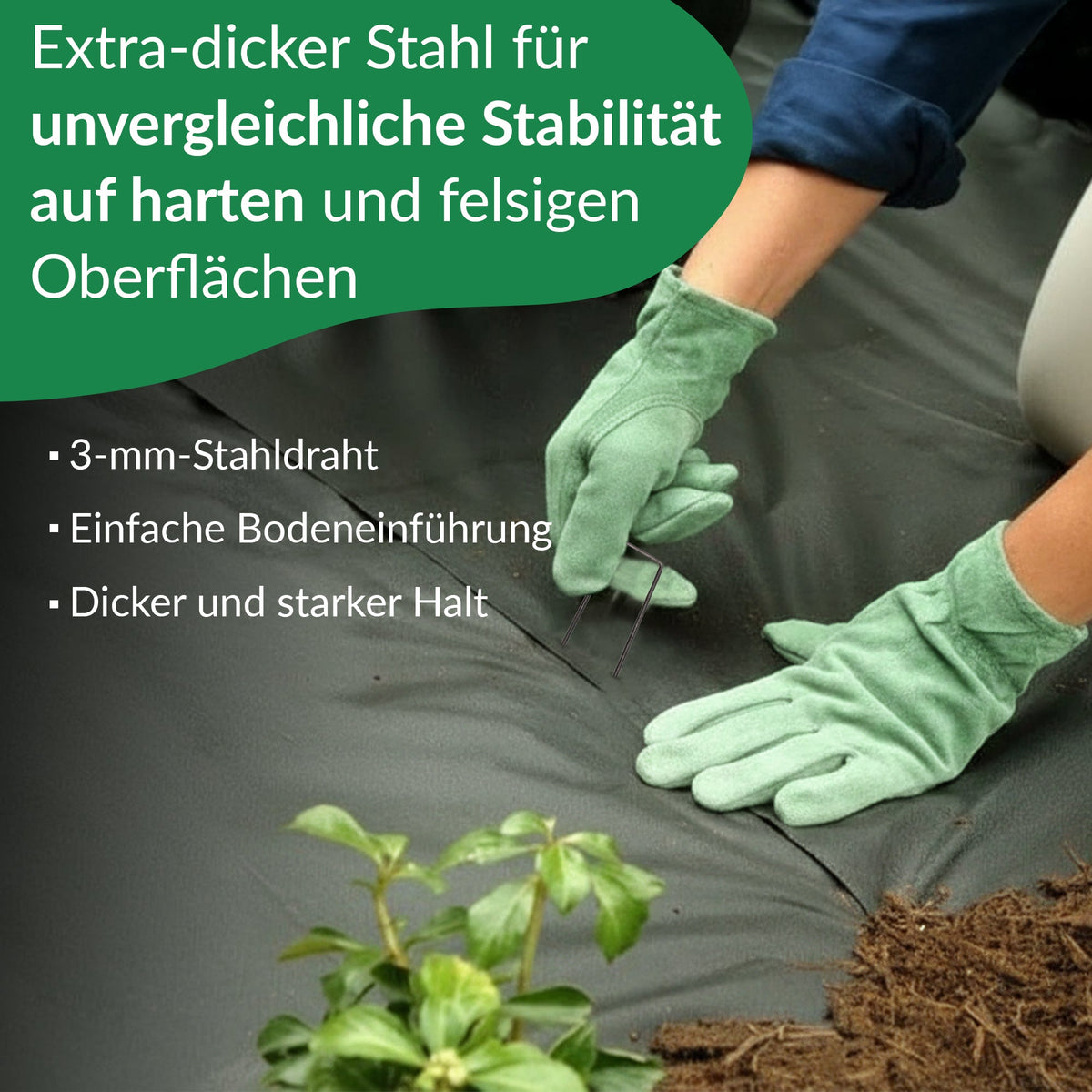 100x Erdspieße – 200 mm verzinkte Stahlheringe für Gartenvliesnetze