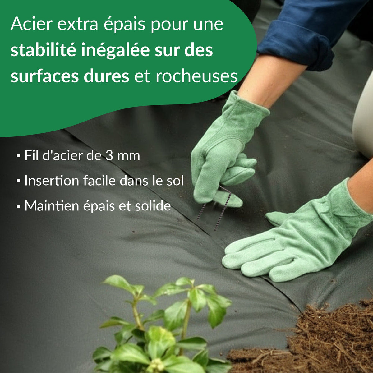 100x piquets de sol - piquets en acier galvanisé de 200 mm pour polaire de jardin & filets