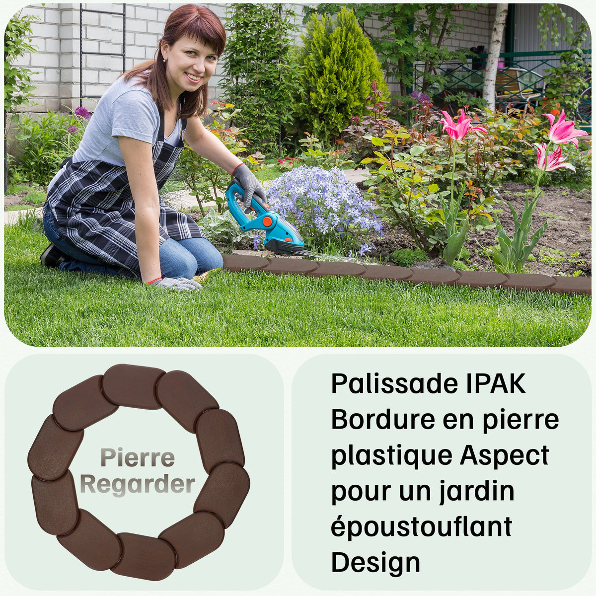 Bordures de pelouse en plastique Ipak Prospore (24 modules)