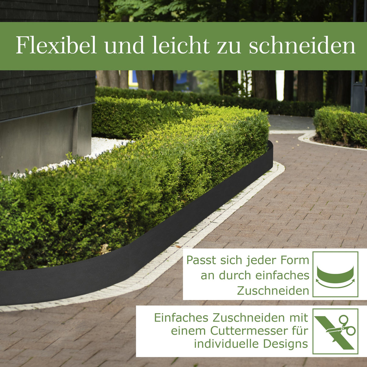 10 m schwarze flexible Rasenkantenbegrenzung