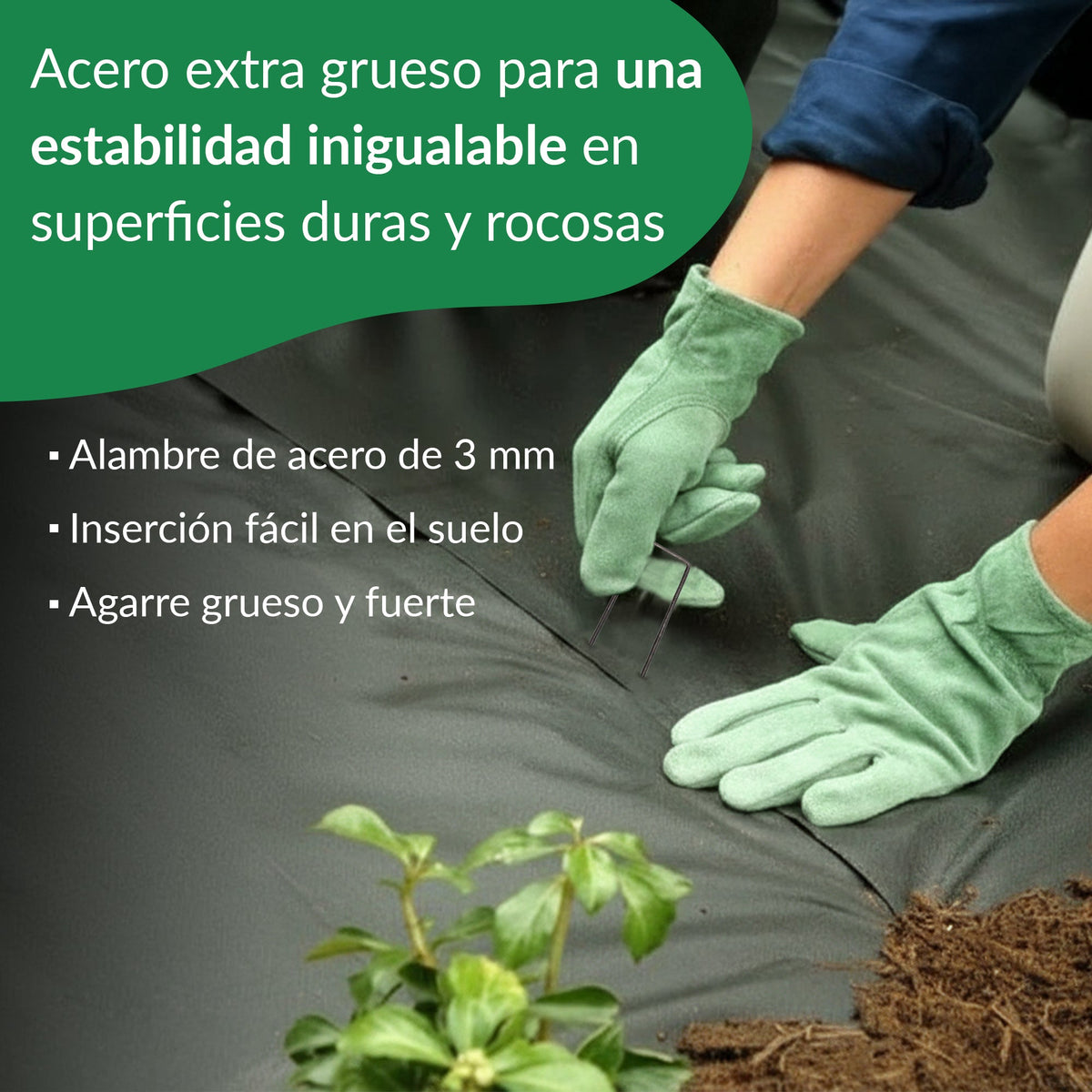 100x estacas de tierra - clavijas de acero galvanizado de 200 mm para redes de vellón de jardín